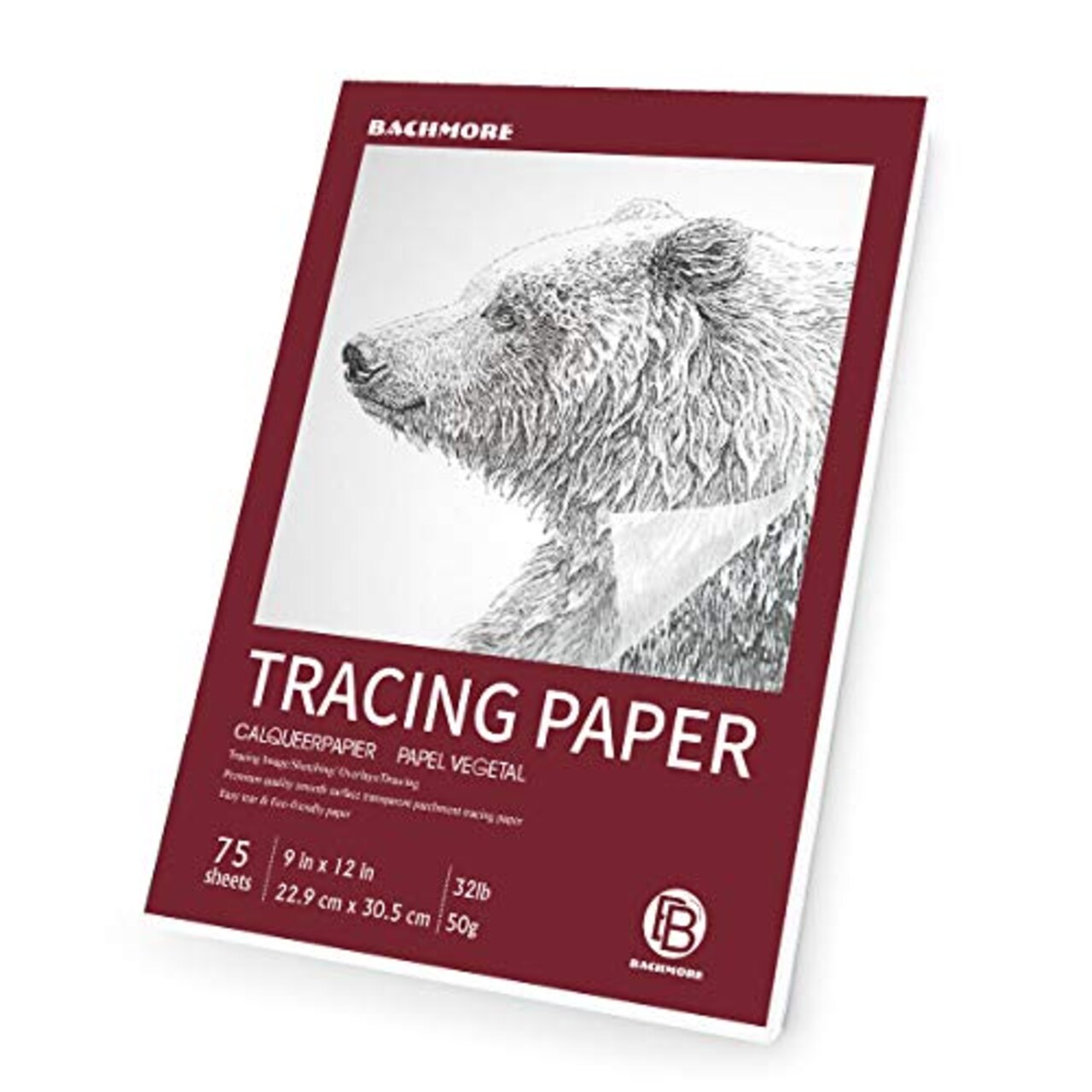 Bachmore 9”x12” Artist's Tracing Paper Pad, 75 Sheets – Translucent Tracing  Paper for Pencil, Marker and Ink - Trace Images, Sketch, Preliminary  Drawing, Overlays 32 LB / 50 GSM